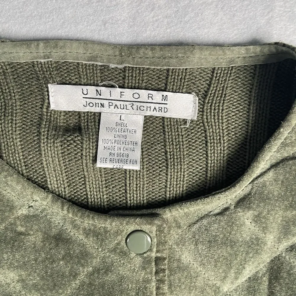 Uniform‎ John Paul Richard Suede Pull Over Sweater Women Green Large Crop Top